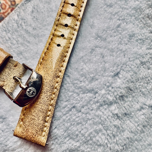 MICHELE genuine leather 16mm watch band made in the USA. Shimmer beige. - Picture 2 of 3